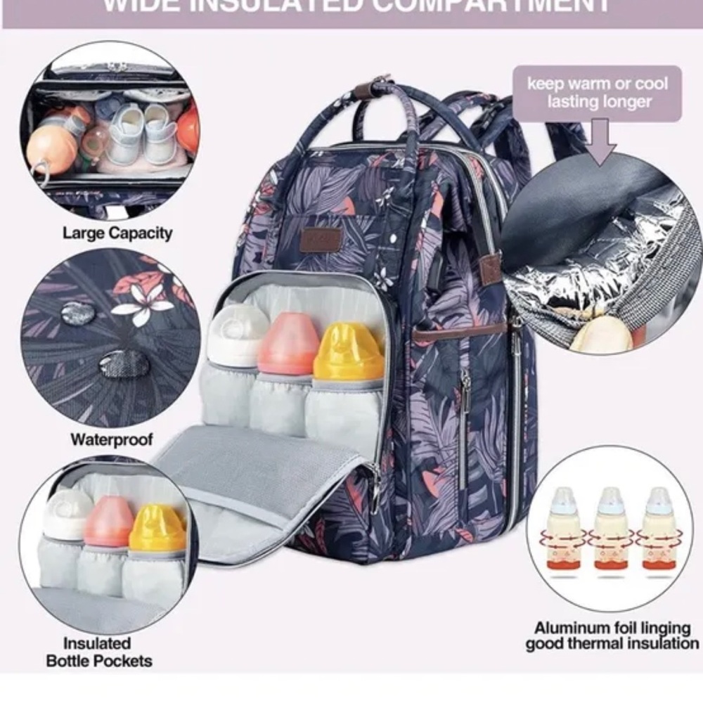 VANKEAN Diaper Bag Backpack with Portable Changing Pad, Baby Diaper Bags - Picture 5 of 8